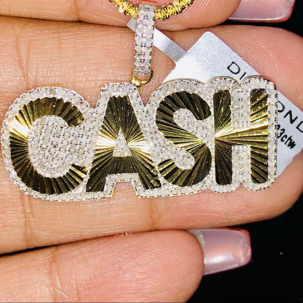REAL DIAMOND Custom made CASH PENDANT CHARM .83ct certified real APPRAISAL INCl.